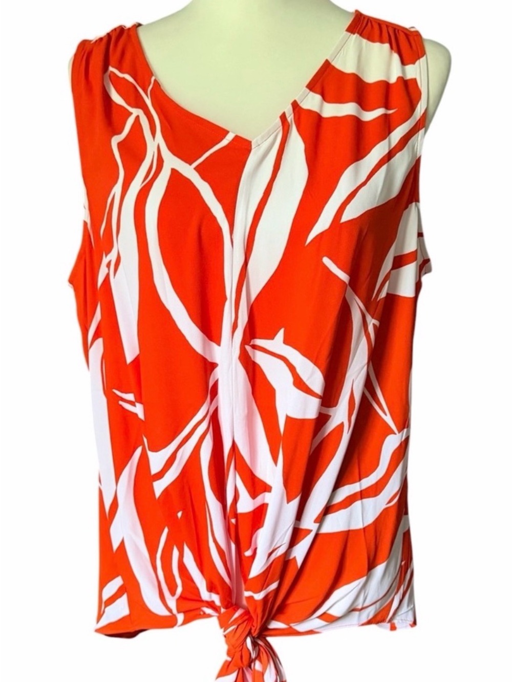 Sleeveless Orange & White Floral Print Top
